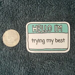 10/$10 Stickers - “Hello I'm Trying My Best”Sticker with Teal Accent